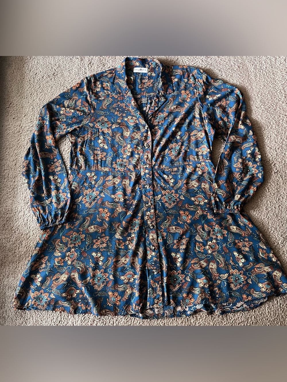 Natural Life Ansley Boho Tunic Shirt Dress Paisley Floral Button Sz XL - Picture 4 of 12